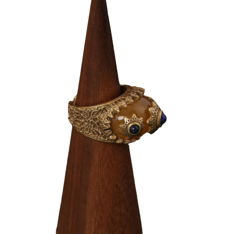 Filigree Adjustable Lapis Lazuli Ring