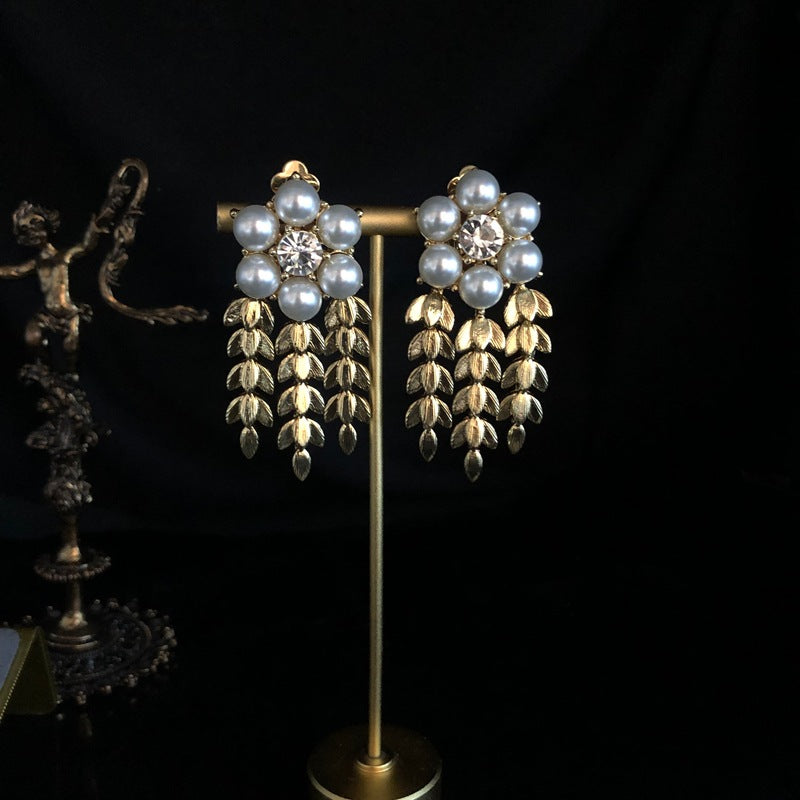 Golden Leaf Pearl Statement Set