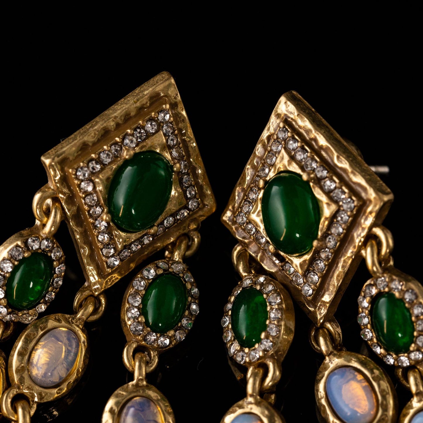 The Emerald Pavé Tassel Earrings