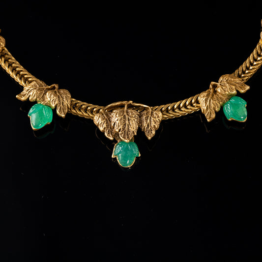 Vintage Emerald Leaf Necklace
