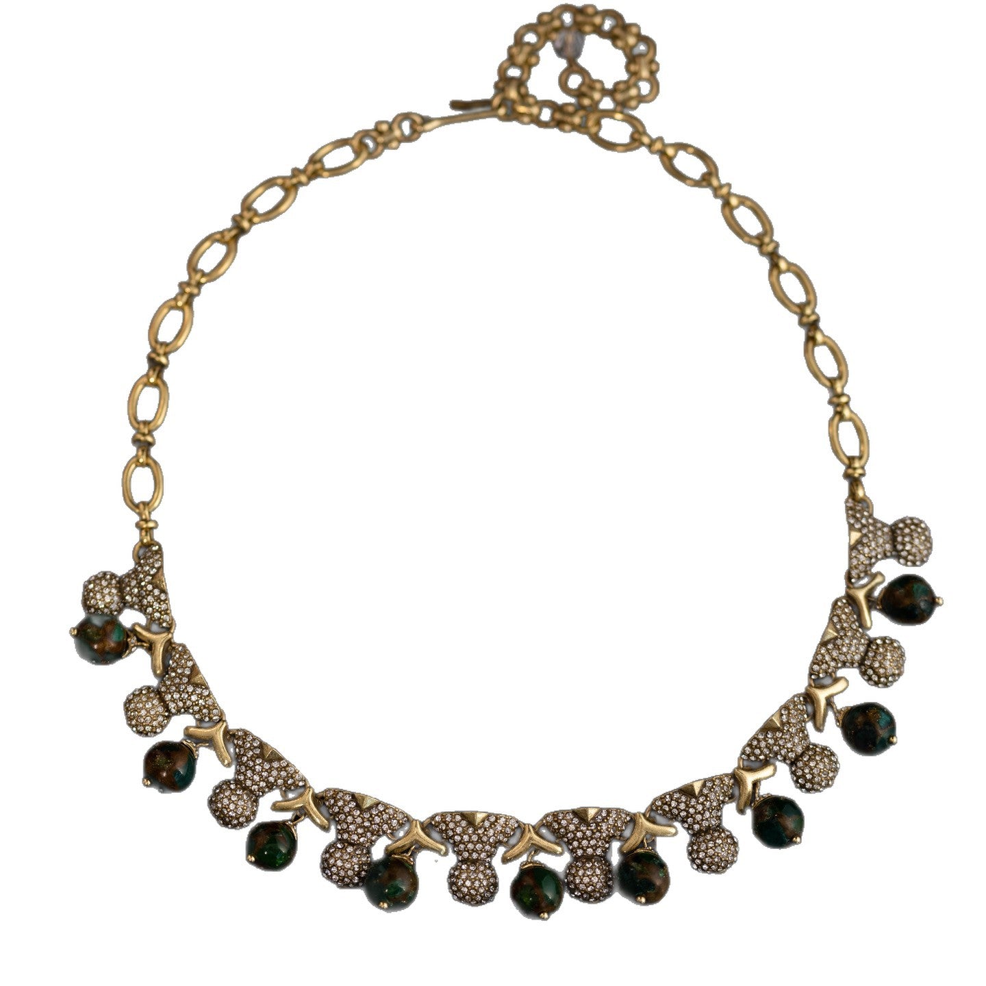 Crystal & Green Stone Statement Necklace
