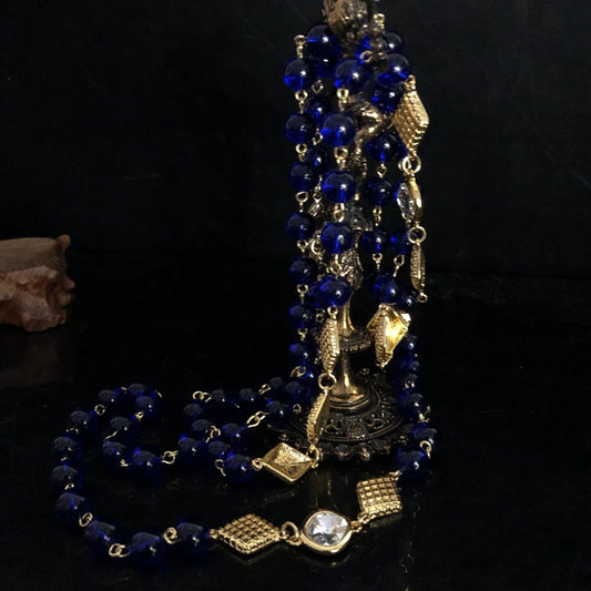Royal Blue Beaded Layered Necklace