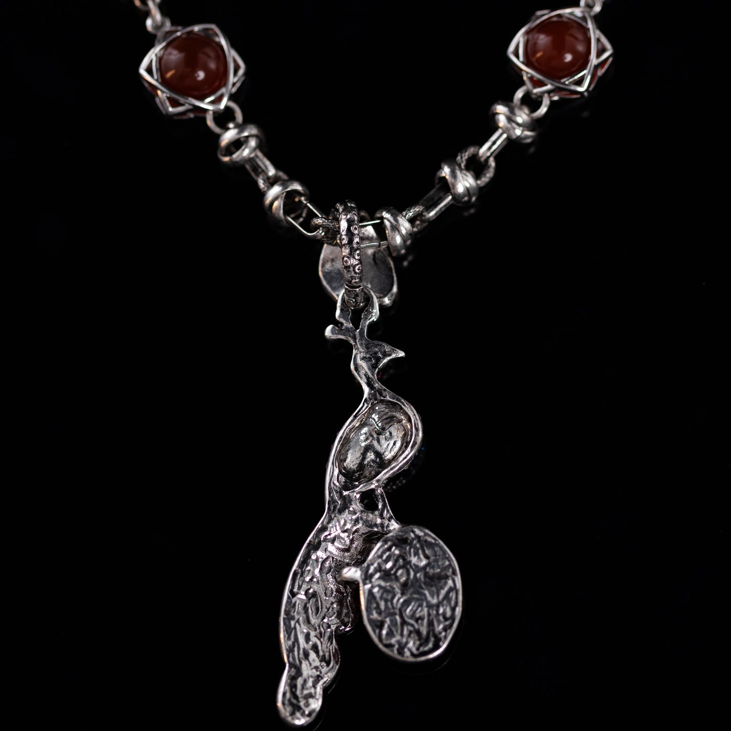 Peacock & Garnet Amulet Necklace