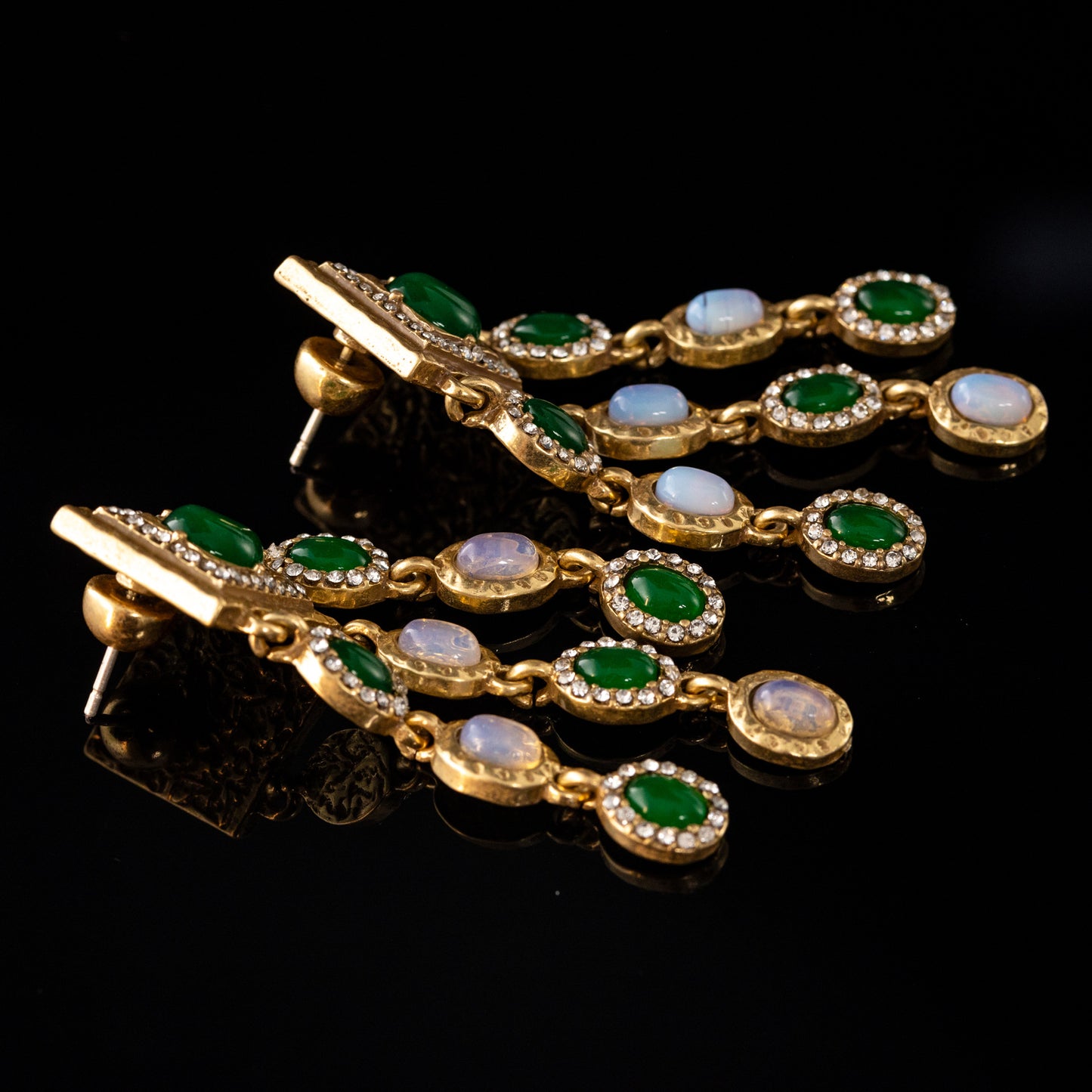 The Emerald Pavé Tassel Earrings