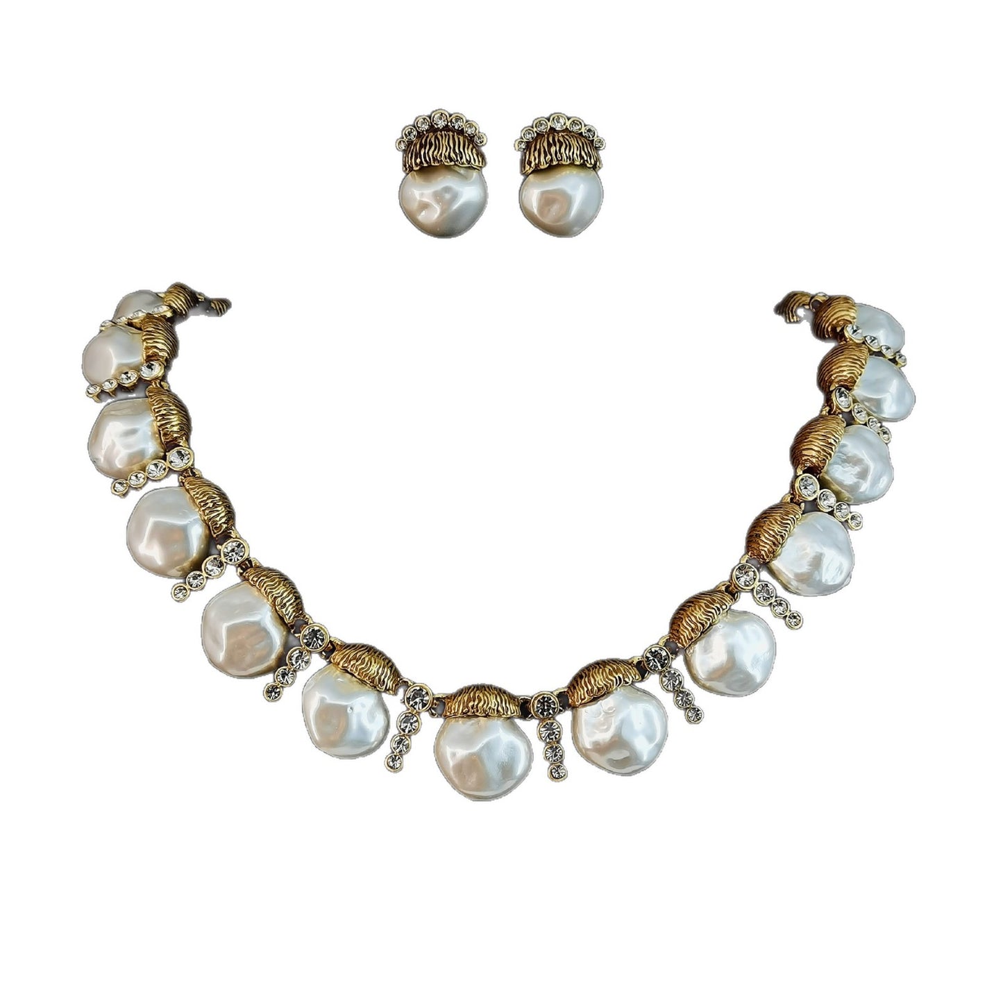 Pearl Sculptural Collar Jewelry Set