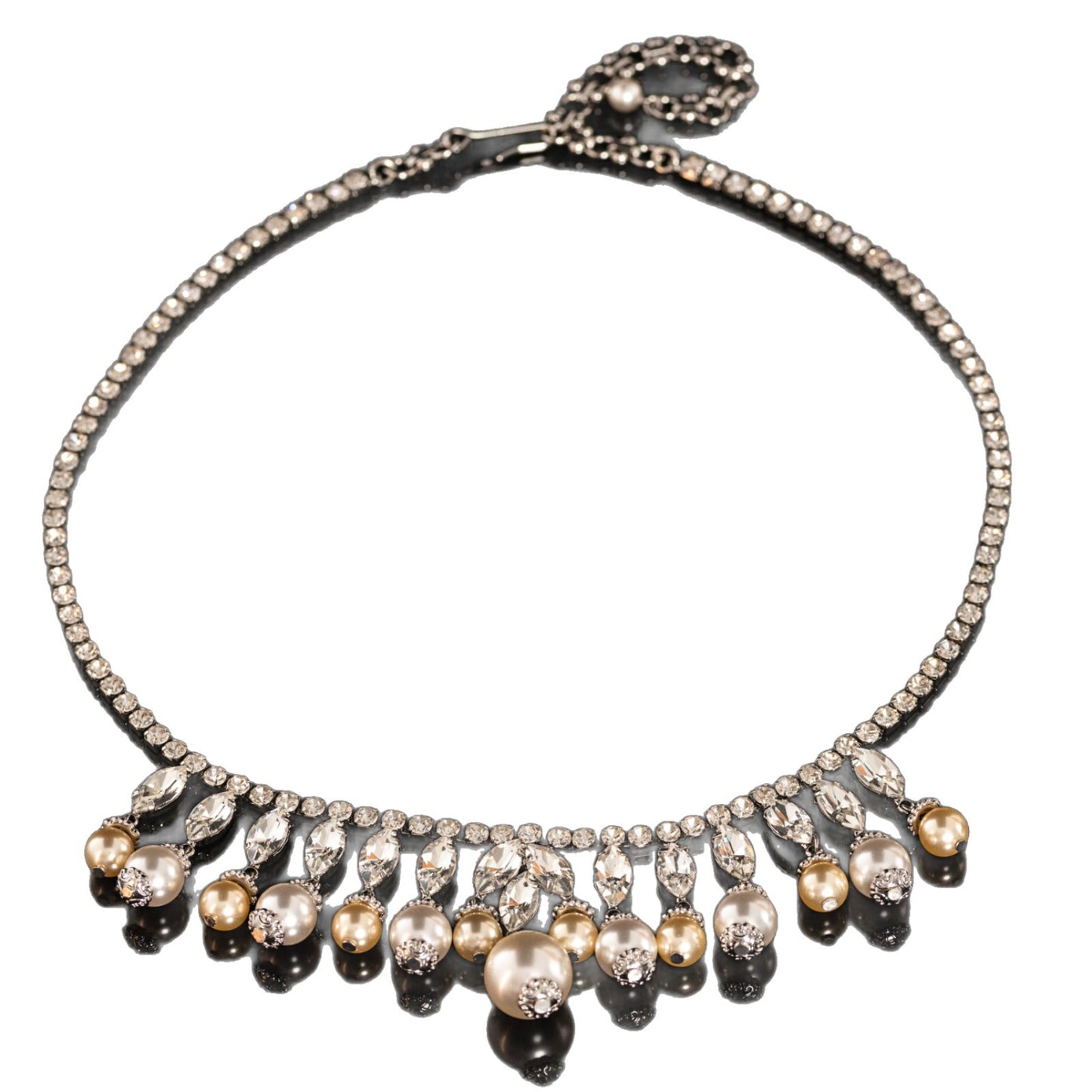 Crystal & Pearl Fringe Necklace