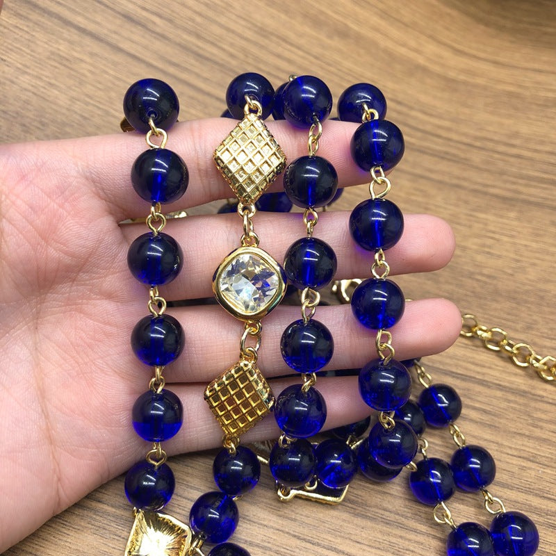 Royal Blue Beaded Layered Necklace