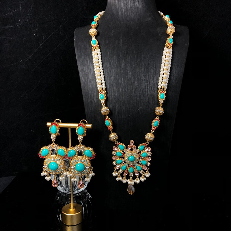 Regal Turquoise & Pearl Maharani Set