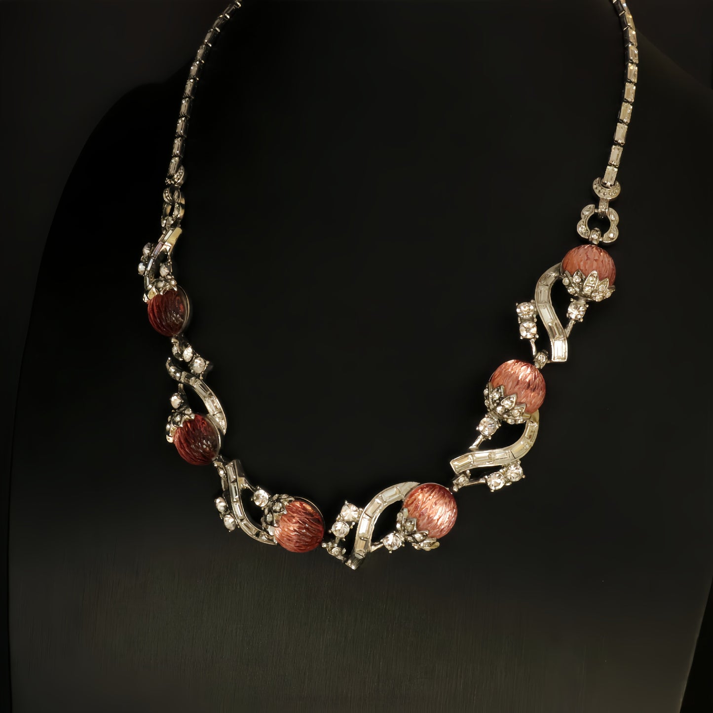 Vintage Sweet Rhinestone Pink Jewelry Set