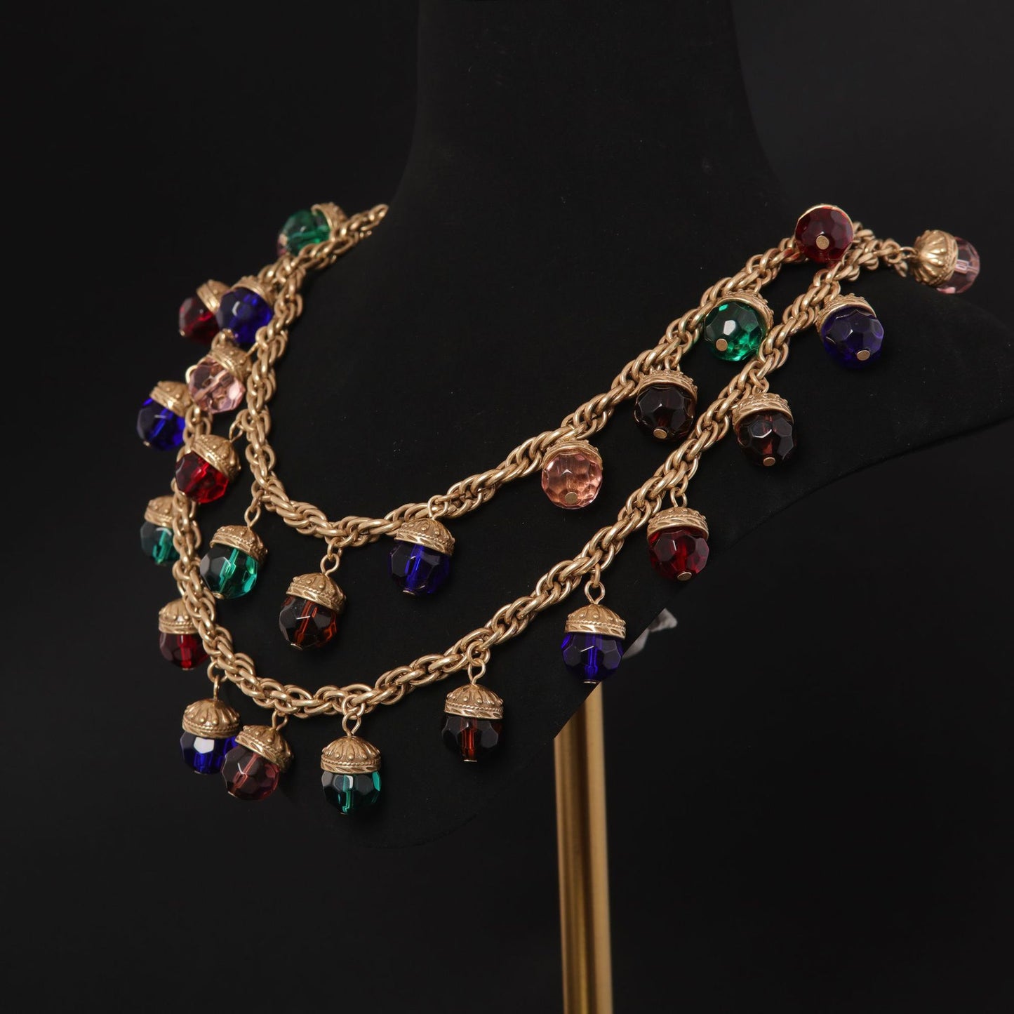 Vintage Multicolor Crystal Drop Necklac