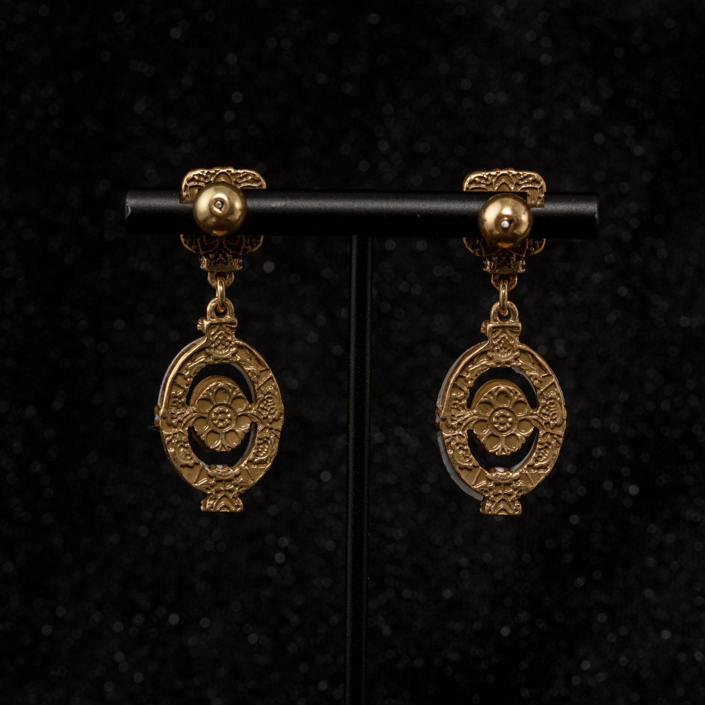 The Golden Ruby Glass & Crystal Earrings