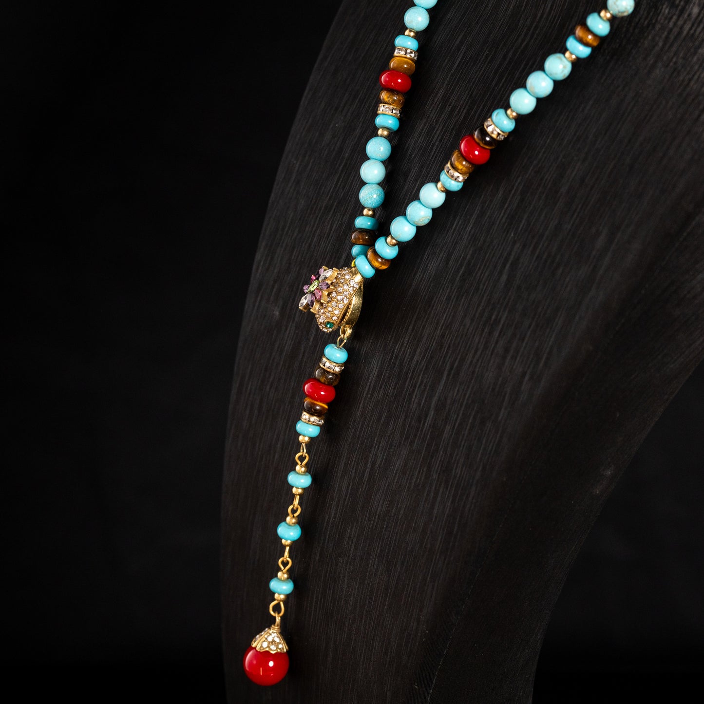 Mystic Turquoise & Ruby Drop Necklace