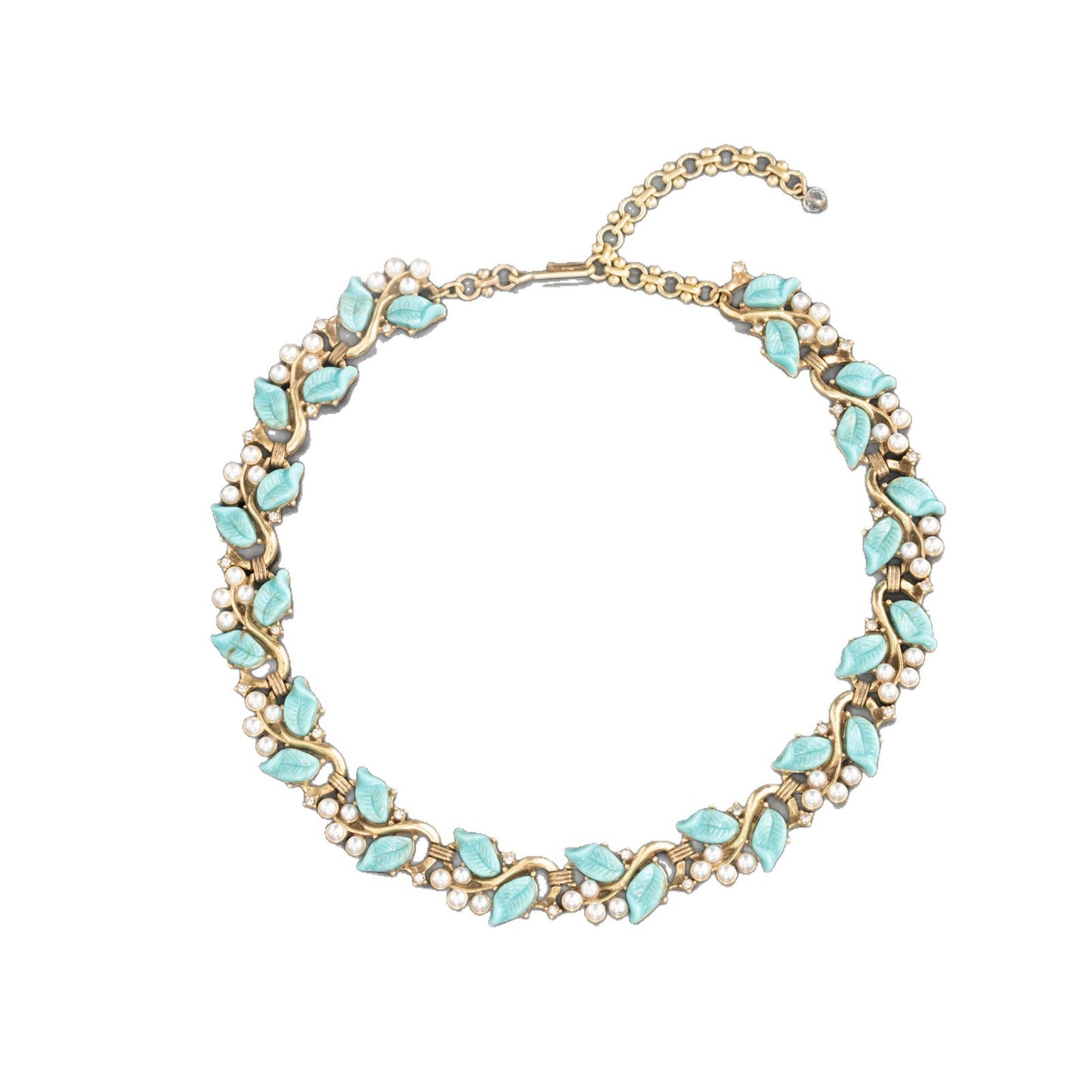 Turquoise Leaf & Pearl Garland Set
