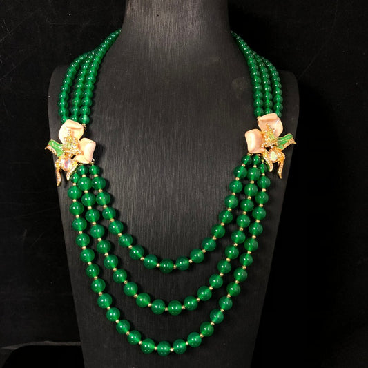 Emerald Blossom Beaded Jewelry Set