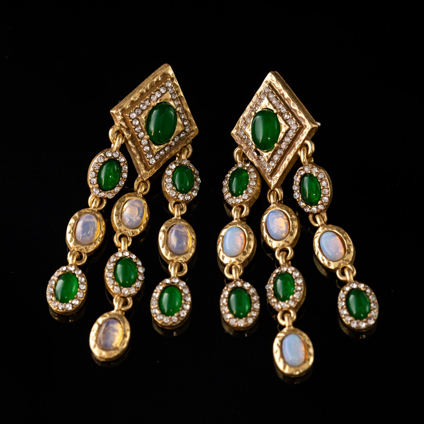 The Emerald Pavé Tassel Earrings