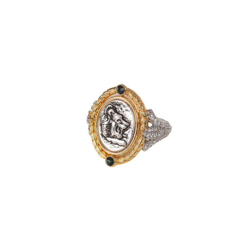 Vintage Gold Goddess Cameo Ring