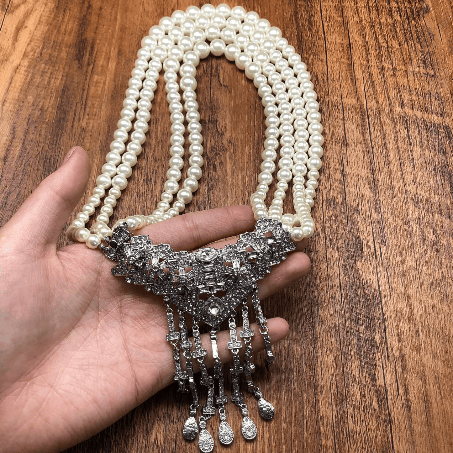 Pearl & Crystal Statement Necklace