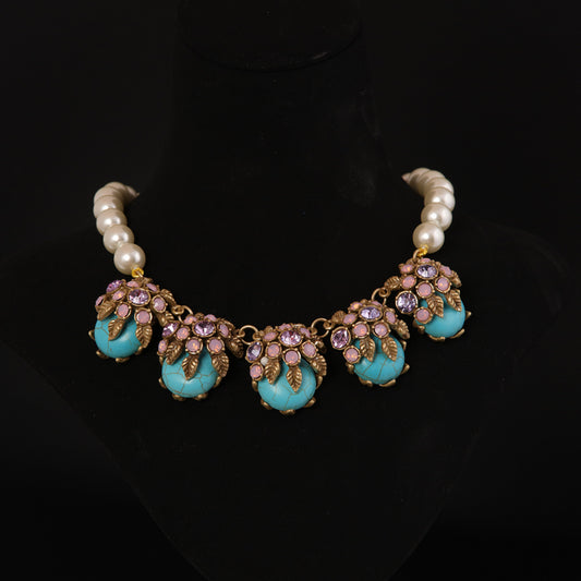 Botanical Bloom Pearl Necklace Set