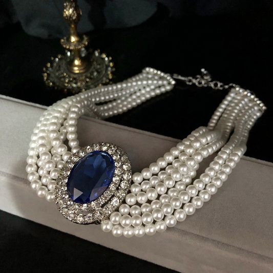The Royal Pearl & Sapphire Collar Necklace