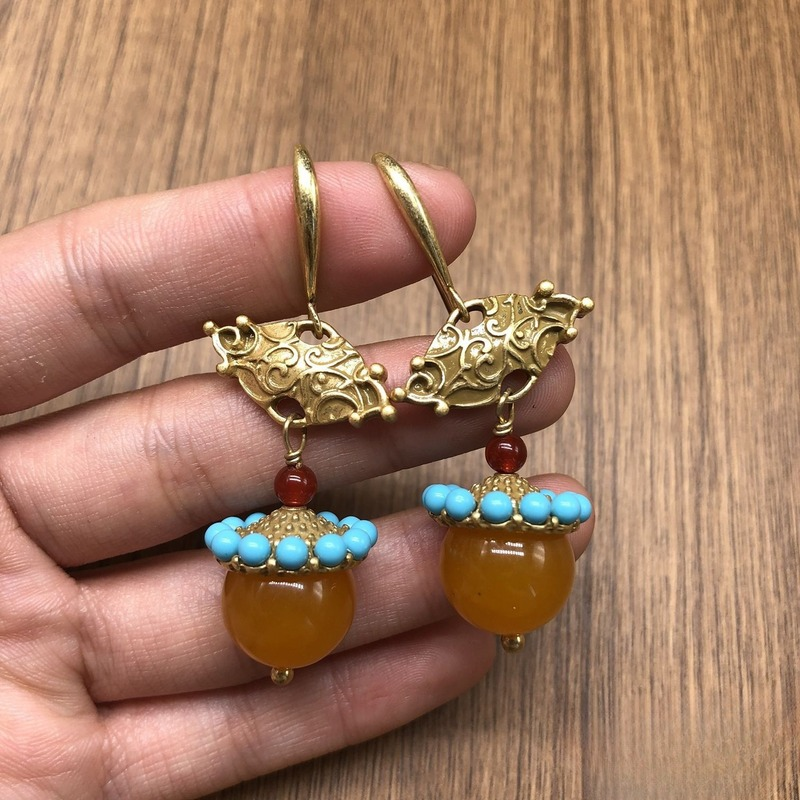 Golden Amber Turquoise Necklace Set