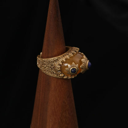 Filigree Adjustable Lapis Lazuli Ring