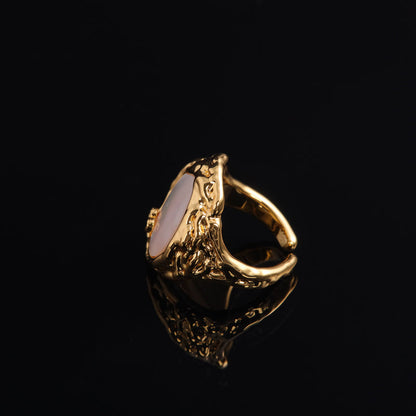 Gold-Plated Pink Abalone Shell Ring