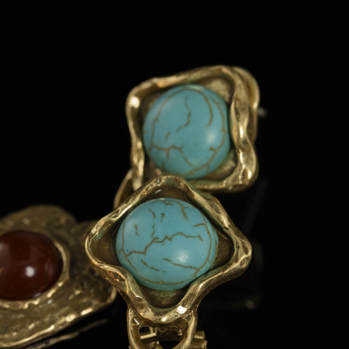 The Turquoise & Red Agate Drop Earrings