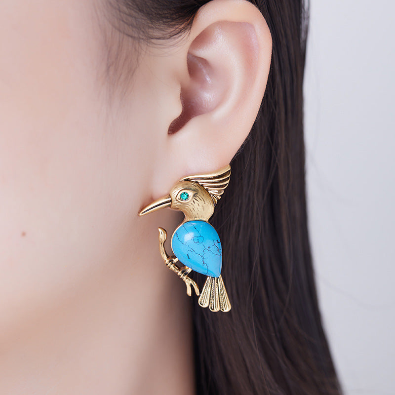 Turquoise Woodpecker Earrings