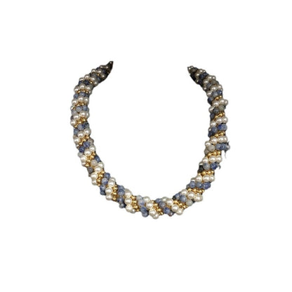 Blue Pearl Beaded Statement Necklace