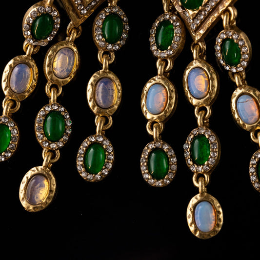 The Emerald Pavé Tassel Earrings