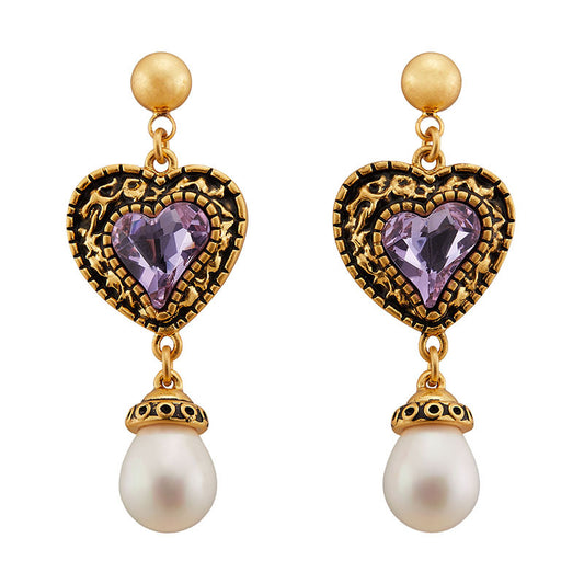 Baroque Heart Pearl Earrings