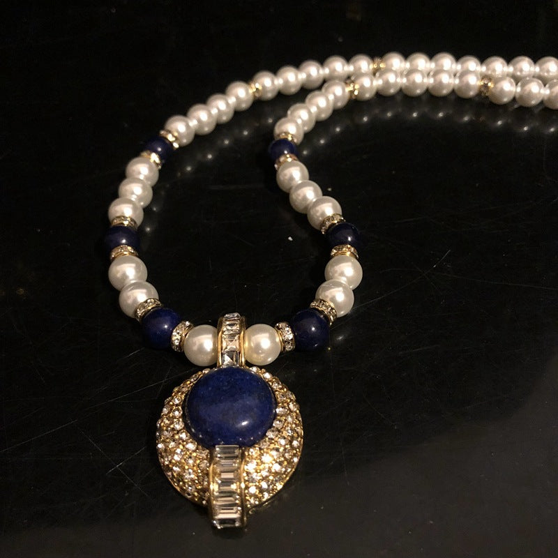 Vintage Pearl & Lapis Lazuli Jewelry Set