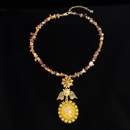 Roman Bee Cameo Necklace