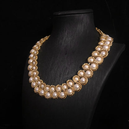 Vintage Gold Pearl Rope Necklace
