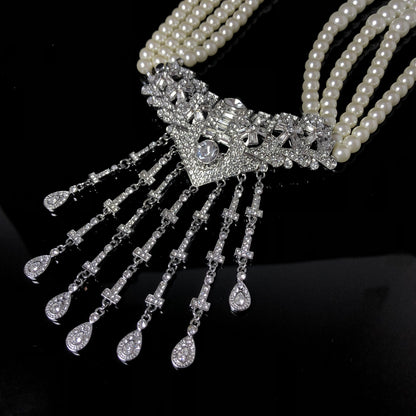 Pearl & Crystal Statement Necklace