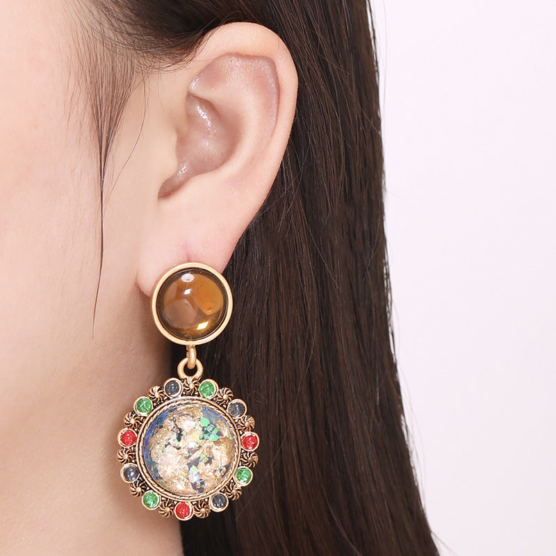 Gold Leaf Glass Earrings