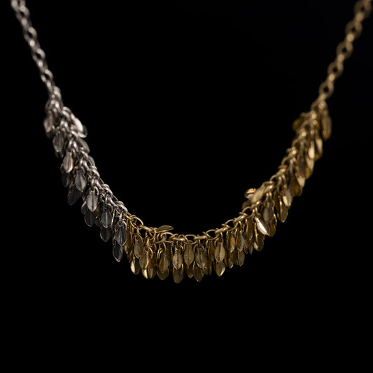 Dual Tone Fringe Chain Necklace