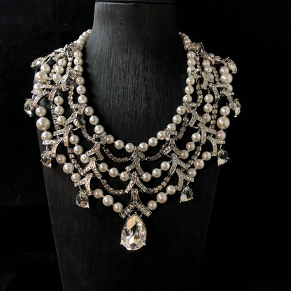 Pearl Radiance Crystal Statement Necklac