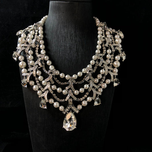 Pearl Radiance Crystal Statement Necklac