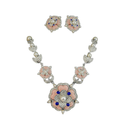 Vintage Blush Floral Pearl Jewelry Set