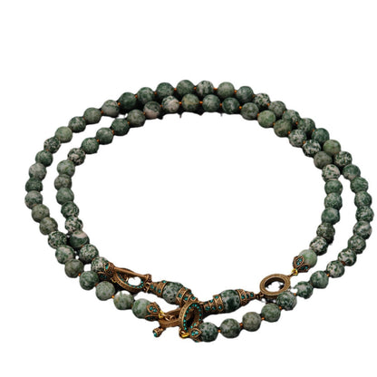 Green Pattern Stone Necklace
