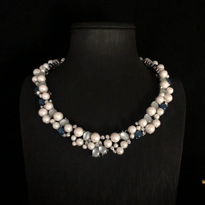 Pearl Cluster Statement Necklace