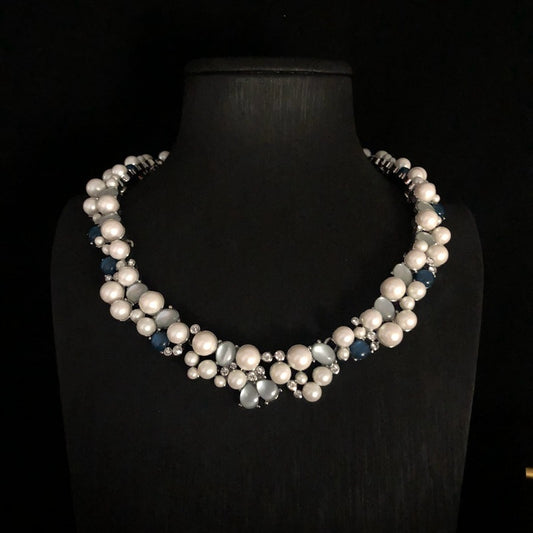Pearl Cluster Statement Necklace