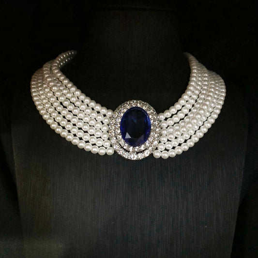 The Royal Pearl & Sapphire Collar Necklace