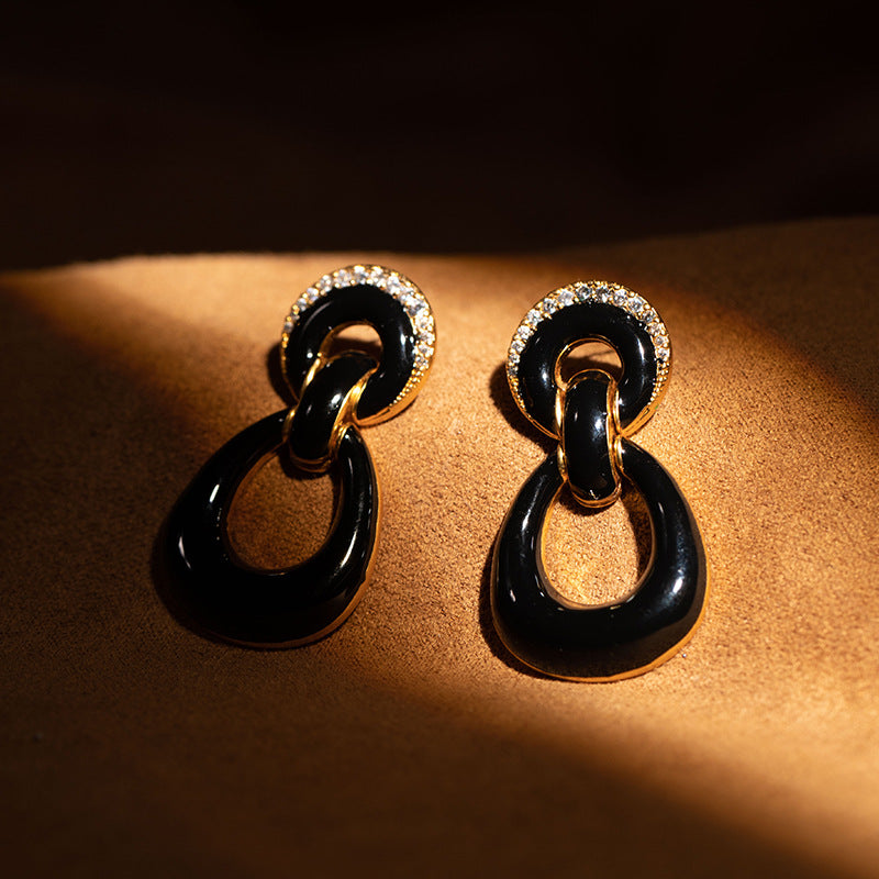 Vintage Black & Gold Earrings