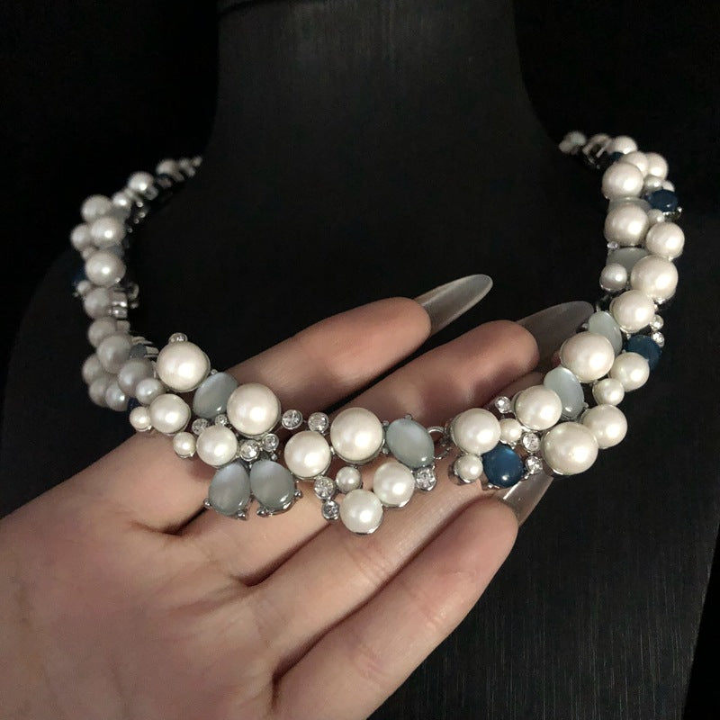Pearl Cluster Statement Necklace