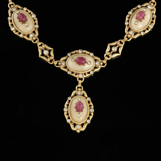 Vintage Ruby Cameo Royal Necklace
