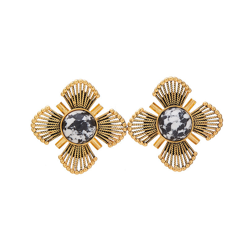 Vintage 3D Floral Earrings