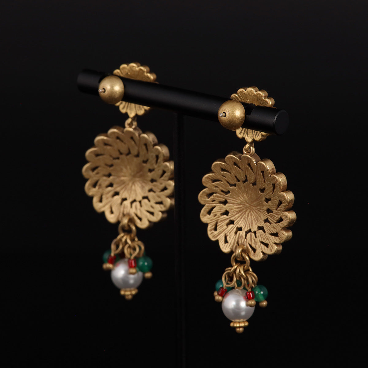 Vintage Sunburst Gemstone Earrings