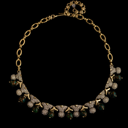 Crystal & Green Stone Statement Necklace